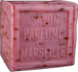 Savon de Marseille (Marseille Soap) - Rose Petal Soap Exfoliating Cube 300g - Handcrafted Pure French Soap with Crushed Provencial Flowers