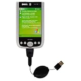 Retractable USB Cable for the Dell Axim X50v with Power Hot Sync and Charge capabilities - Gomadic Brand w/ TipExchange Technology