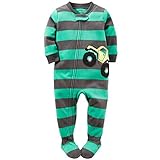 カーターズ ロンパース carter's 男の子用緑xグレーボーダーSUVフリース足つきカバーオール (2t(88-93cm)) [並行輸入品]