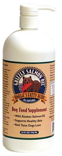 Grizzly Salmon Oil All-Natural Dog Food Supplement in Pump-Bottle Dispenser, 32 Ounces