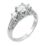 (A3RZ0053) Bloom Bright with this Glorious Engagement Ring, It Sparkles with Round Shape Cubic Zirconia Stones, In .925 Sterling Silver, Ring Size-