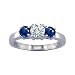 1 Ct. Three-Stone Blue Sapphire Gemstone & White Diamond Engagement Ring Bridal Style Round Cut in 14K White Gold