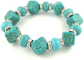Genuine Turquoise Square Bead Bracelet