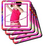 Hula Hoop Girl - Set Of 4 Ceramic Tile Coasters