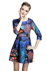 Tropical Print Chiffon/Cotton Illusion  Dress