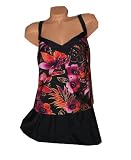 Delta Burke Swimwear PLUS SIZE Purple Flower Power Skirtini Style Swimsuit