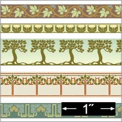 1:24 Arts & Crafts Borders for Dollhouse Wallpaper