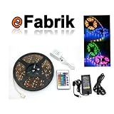 Komplett-SET: 5M RGB LED STRIP 12V Streifen Leiste + 24 Tasten Fernbedingung + 36W Netzteilvon "eFabrik"