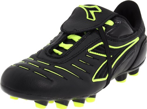 Diadora Maracana MD Soccer Shoe (Little Kid/Big Kid),Black/Yellow Fluorescent,5 M US Big Kid On Sale