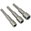 3 Standard Magnetic Nut Driver Bits Power Drill Tool