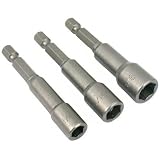 3 Standard Magnetic Nut Driver Bits Power Drill Tool