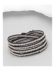 Saddle Brown Leather Bracelet In Sterling Silver