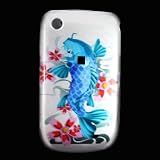 BLUE KOI FISH SNAP ON HARD SKIN SHELL PROTECTOR COVER CASE FOR BLACKBERRY CURVE 8520 8530 + BELT CLIP
