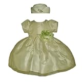 Baby Girls Easter Dress - Cream Organza w/ Sage Flower (12M - 3T) NEW