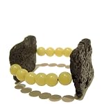 Lava Bracelet 08 Stretch Serpentine Yellow Black Rectangle Big Gemstone Crystal Healing Rock