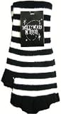 WHITE AND BLACK STRIPED FINGERLESS KNIT GLOVES