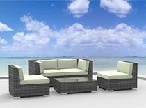 Big Sale Urban Furnishing - RIO 5pc Modern Outdoor Backyard Wicker Rattan Patio Furniture Sofa Sectional Couch Set - Beige