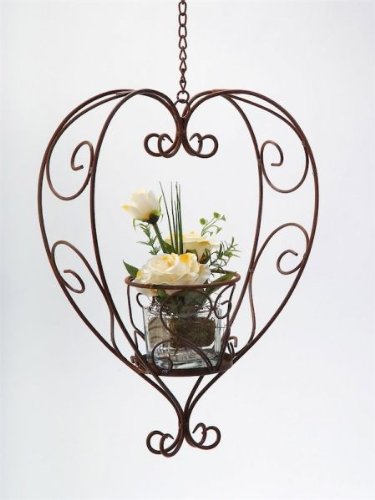 Blumenampel Herz aus Metall, rostig