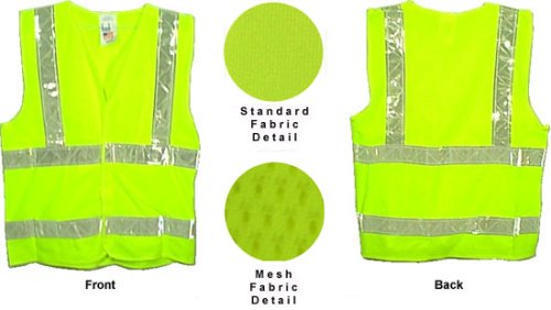 Class Two, ANSI 2004 Double Striped Sleeveless, MESH LIME Safety Vests with Silver stripes -4XL