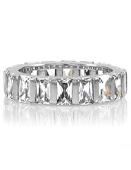 Celebrity Star Emitations Twilas Emerald Cut Sterling Silver Eternity Band Size 5