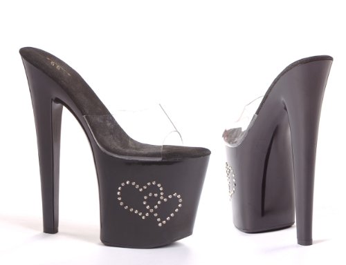 Buy 8 Inch Heel Sandal Women'S Size Shoe With Rhinestone Double Hearts On Platform (Black-9)