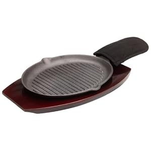 Mr. Bar-B-Q Cast-Iron Ribbed Fajita Platter Set by Irons