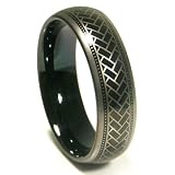 Black Tungsten 6mm Dome Laser Engraved Cobra Wedding Band Ring Size 7-13