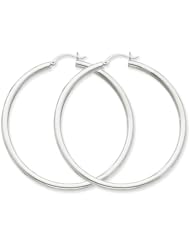14k White Gold 3mm Round Hoop Earrings. Gold Weight- 4.73g 55mm Diameter.