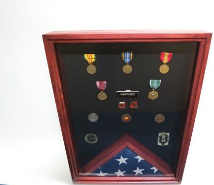 Military (5x9) Flag Case Shadow Box Combo (Solid Cherry)