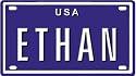 ETHAN USA MINI METAL EMBOSSED LICENSE PLATE NAME FOR BIKES, TRICYCLES, WAGONS, KIDS DOORS, GOLF CARTS, BABY STROLLERS, PEDAL CARS. OVER 400 NAMES AVAILABLE. TYPE IN "NAME" USA PLATE IN SEARCH. YOUR NAME WILL SHOW UP.
