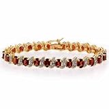 Vermeil (24k Gold over Sterling Silver) Genuine Diamond Accent and Genuine Garnet S and Oval Bracelet