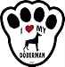 I Love My Doberman Dog Pawprint Window Decal