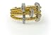 Jewelry : 18K Yellow Gold, Matte-Finish Triple-Strand Hand-Woven Mesh Ring, Enhanced with Pave Set Diamonds Roundels.