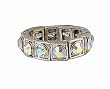 Ring - R35 - Swarovski (tm) Crystal Stretch - Square Style - Size Med ~ Clear AB (Irridescent)