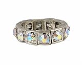 Ring - R35 - Swarovski (tm) Crystal Stretch - Square Style - Size Med ~ Clear AB (Irridescent)