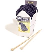 Szechuan Scarf - Scaft Knitting Kit with Bamboo Knitting Needles and Instructions: Black Bean