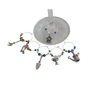 ArtisanStreet's Set of 6 In the Garden Wine Glass Charms by 