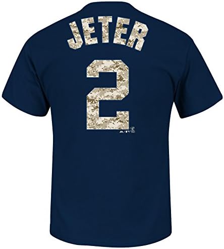 Derek Jeter #2 New York Yankees MLB Men's USMC Camo Wordmark Player T-shirt (Medium)