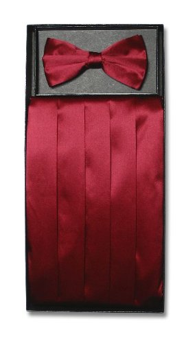 SILK Cumberbund & BowTie BURGUNDY Men's Cummerbund & Bow Tie Set