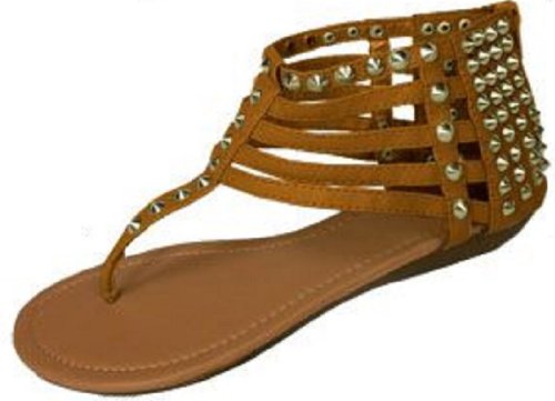 SHoes 18 Womens Roman Gladiator Spike Studded T Strap Sandals Flats 6 Colors