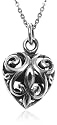 Sterling Silver Filigree Heart Pendant, 18"
