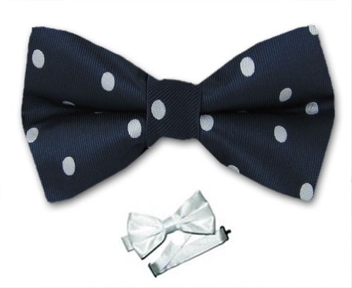 PBTD-ADF-6117 - Navy - White - Pre-Tied Dot Bowtie