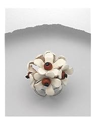White Flower Leather Ring In White Base