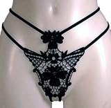 Black Lace Open Crotch String