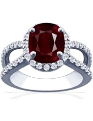 Platinum Cushion Cut Ruby Ring With Sidestones