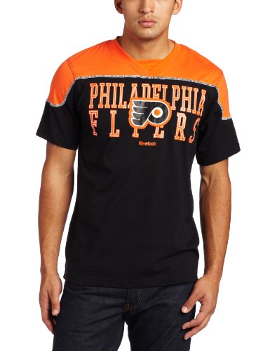 NHL Men's Philadelphia Flyers Neutral Zone Short Sleeve Crew (Black, X-Large)