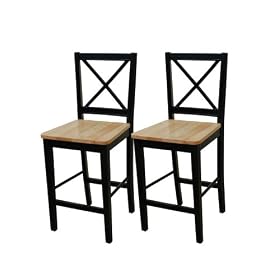 24 inches Virginia Cross Back Stools (Set of 2), Black natural by Target Marketing Systems