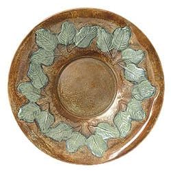 Achla BP16T 16 Inch Antique Brass Threaded Base Birdbath Basin With Green Leaves from Birdbaths