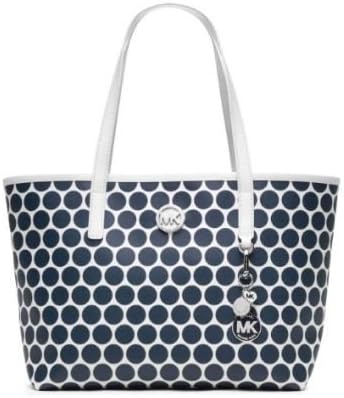 MICHAEL Michael Kors Kiki Printed Dot PVC Tote (White/Navy)