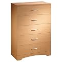 Natural Maple and Chrome 5-Drawer Chest